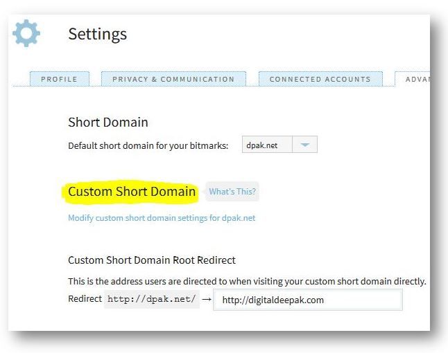 bitly custom domain