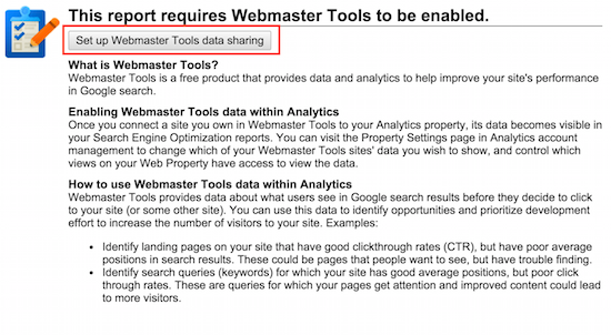 integrate webmaster tools and google analytics