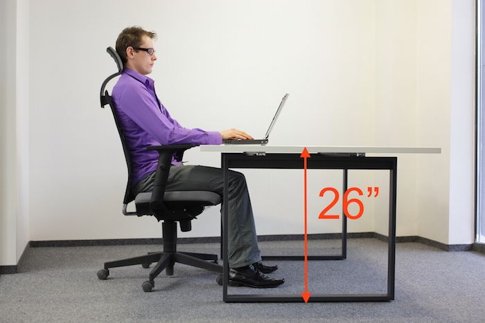 height of chair for 30 inch desk