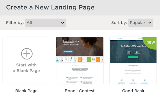 new landing page