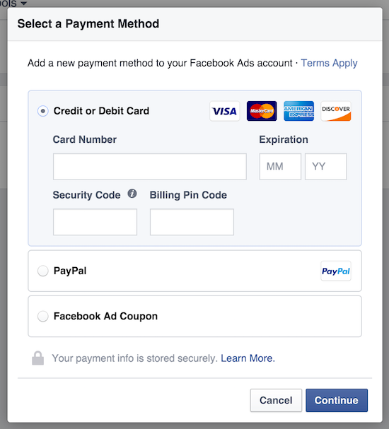 facebook payment options in india