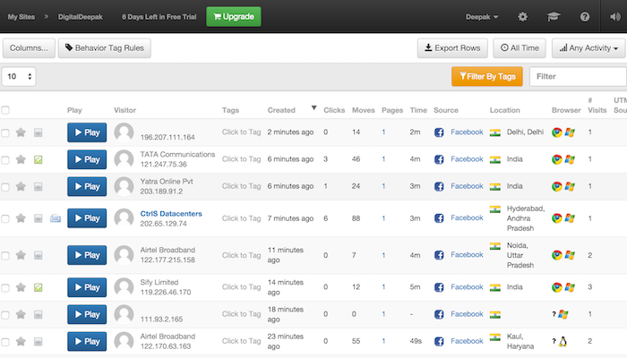 recordings dashboard