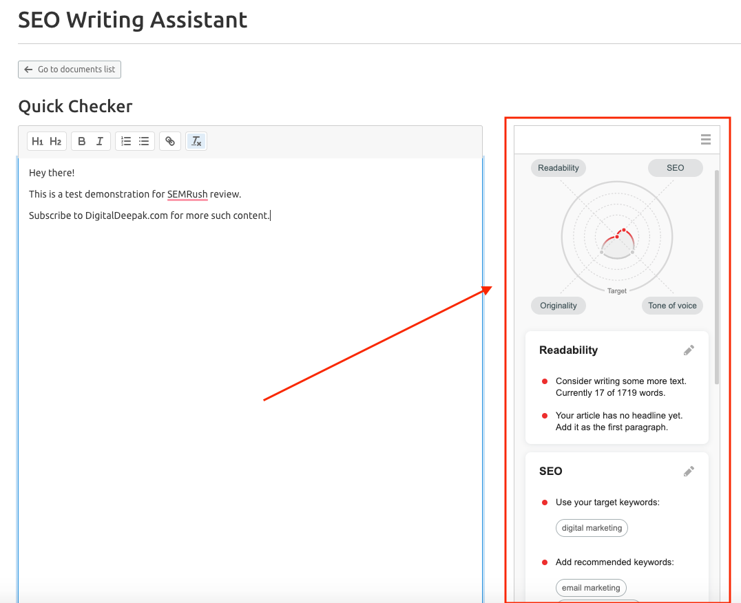 SEO Writing Assistant